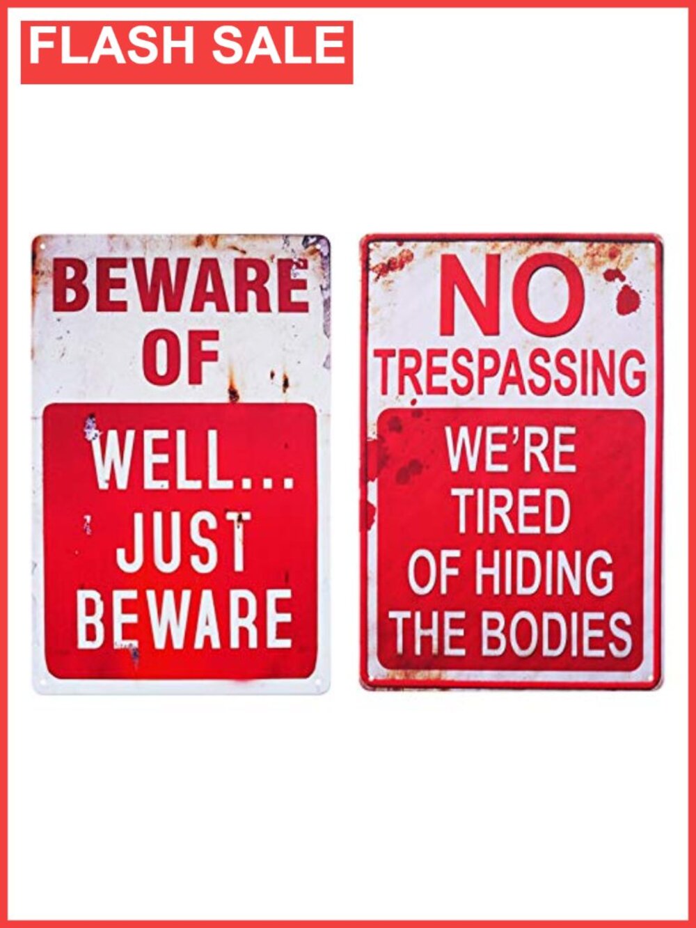 Halloween Metal Yard Sign 2 Pack No Trespassing Beware Outdoor Decor